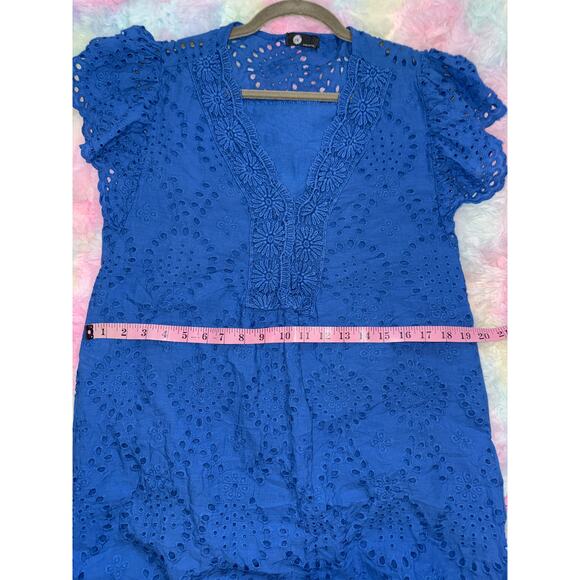❤️‍🔥M Made in Italy Eyelet Embroidered Cotton Dress Blue Size M - Picture 7 of 11